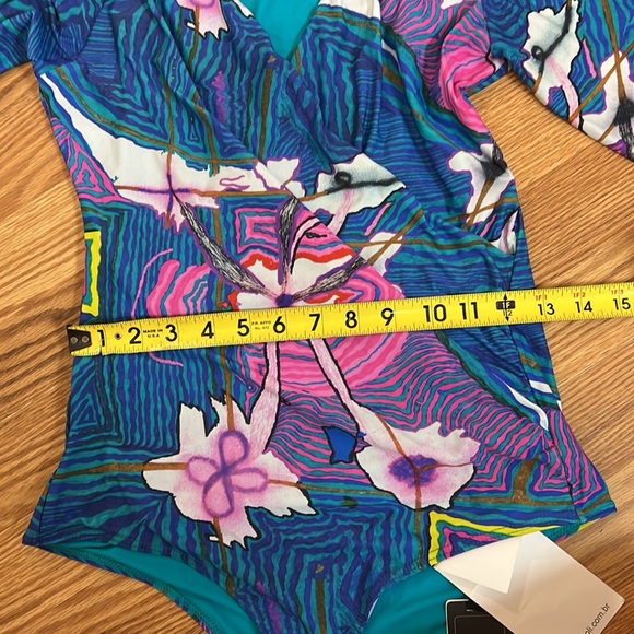 Amir Slama Draped Long Sleeves Bodysuit In Pink ,green and blue size XL - Picture 6 of 16